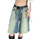 Jeansshorts im Retro-Farbblockdesign